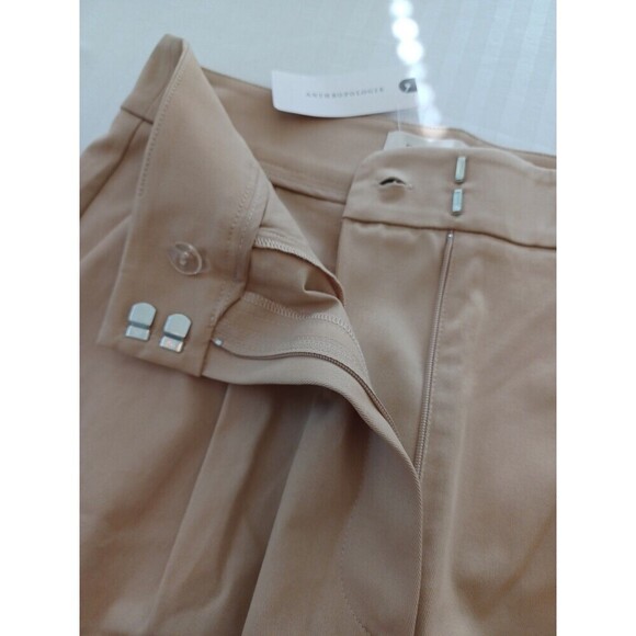 Anthropologie Exquise NWT high rise rolled hem pleated chino pants S minimalist - Picture 8 of 15